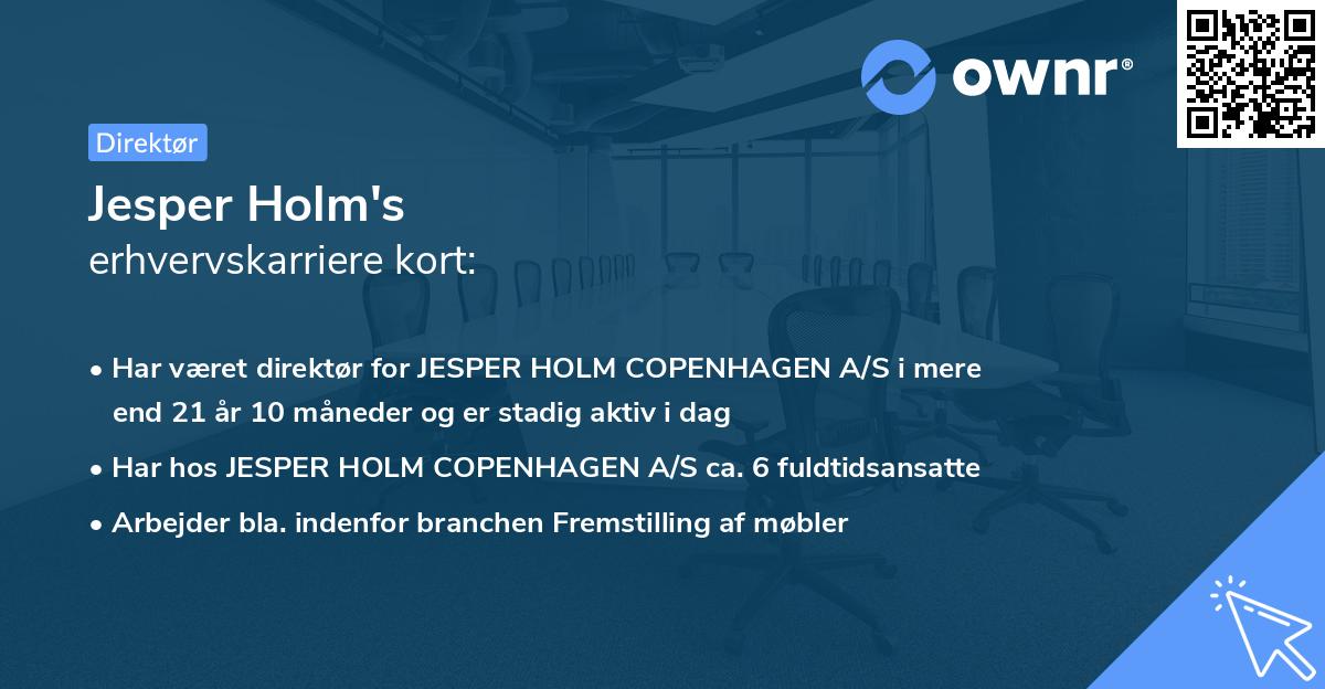 Jesper Holm's erhvervskarriere kort