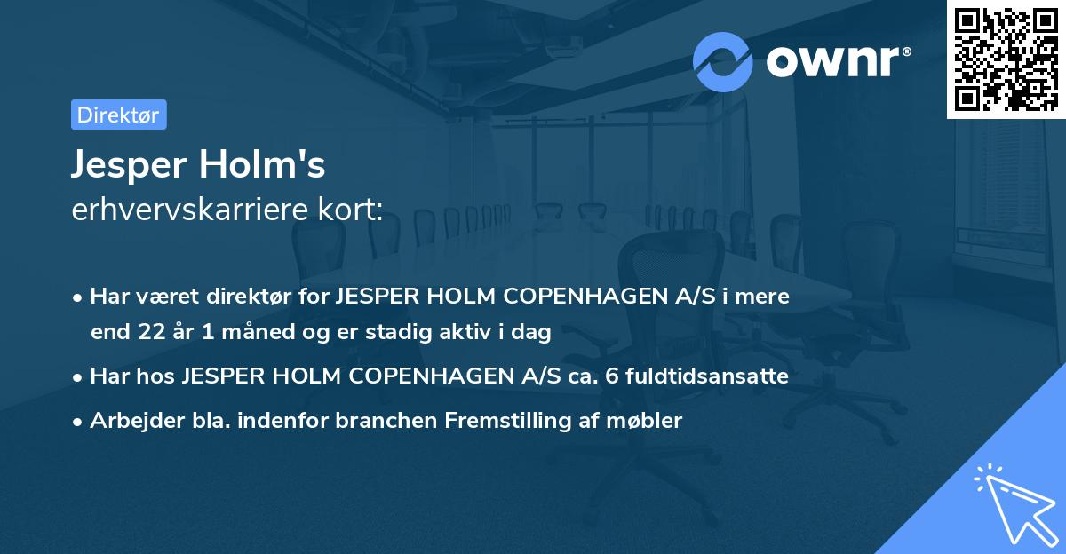 Jesper Holm's erhvervskarriere kort