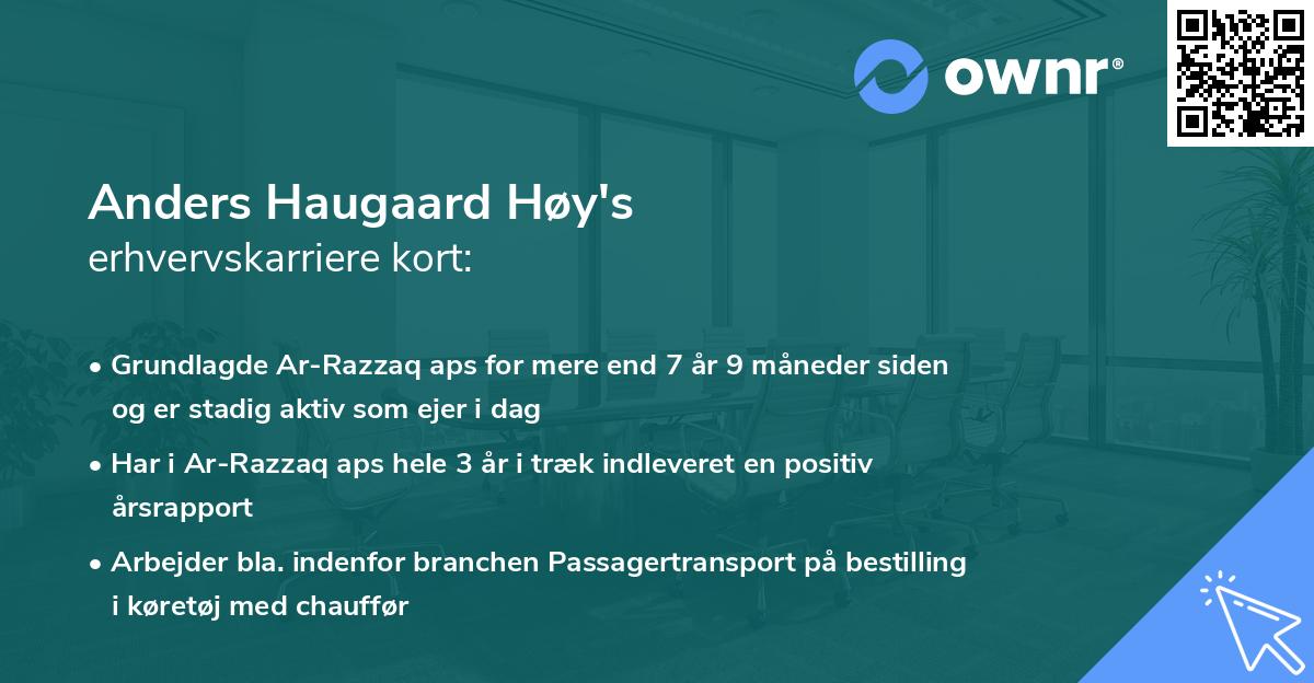 Anders Haugaard Høy's erhvervskarriere kort