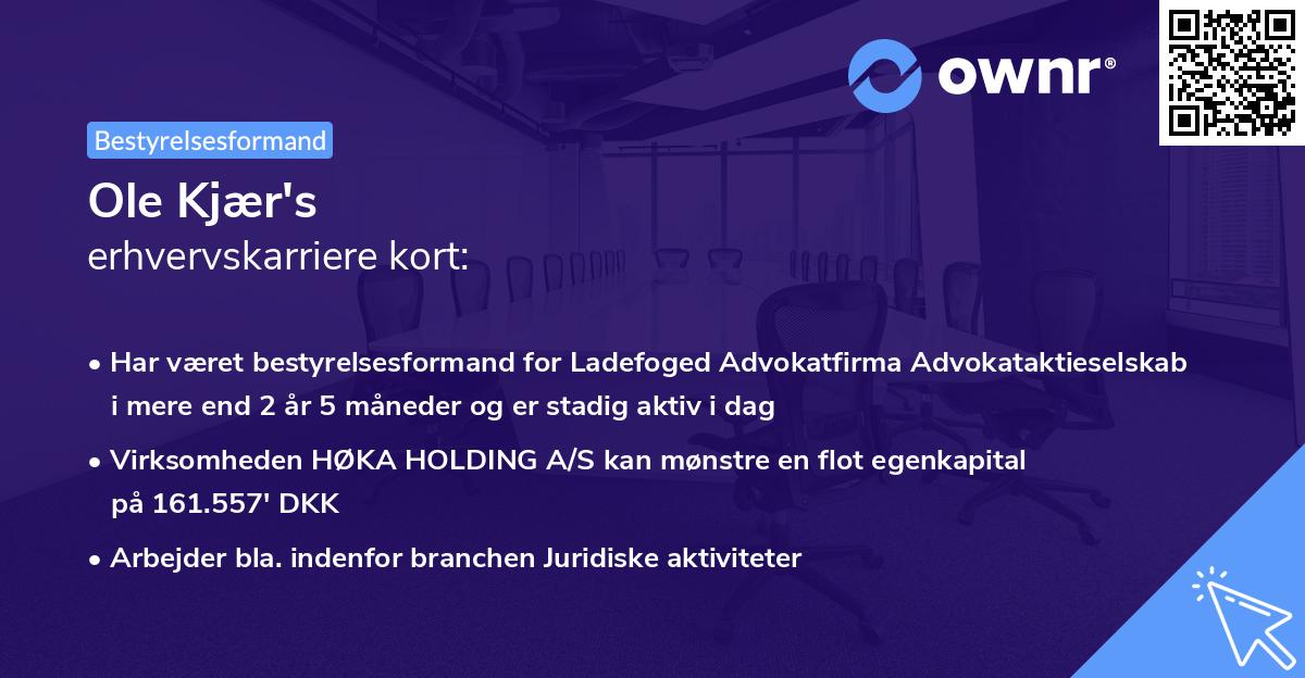 Ole Kjær's erhvervskarriere kort