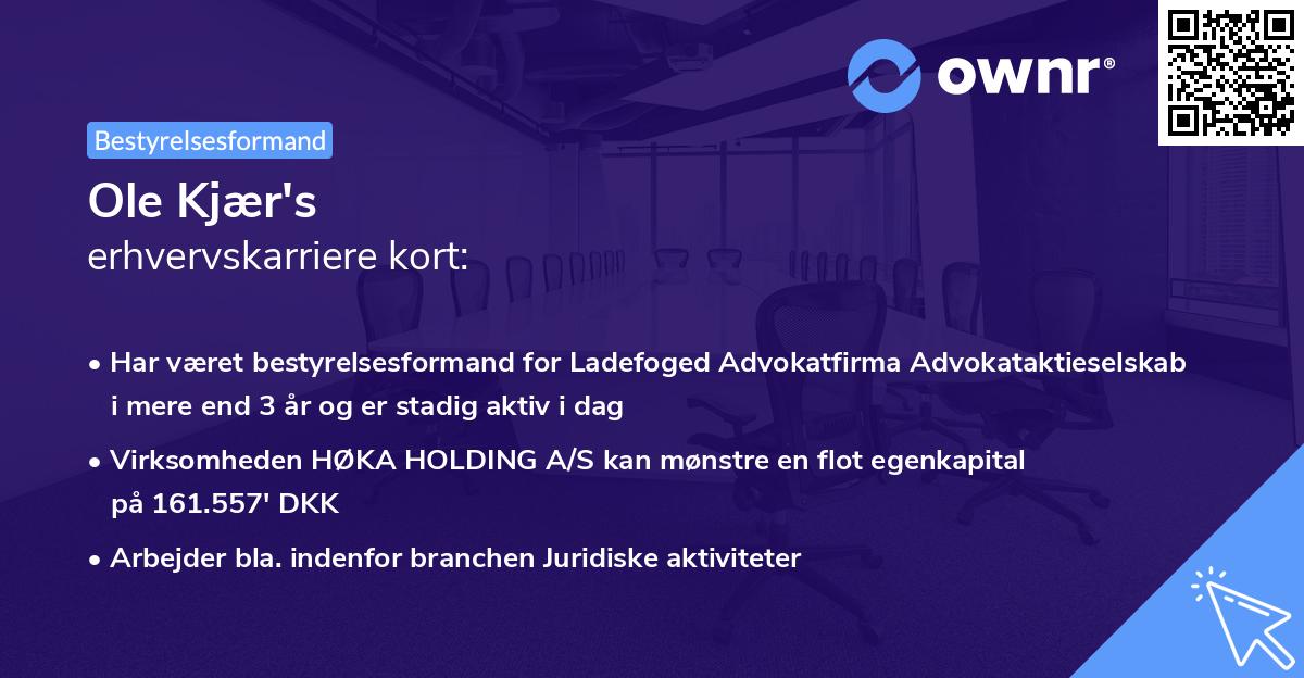 Ole Kjær's erhvervskarriere kort