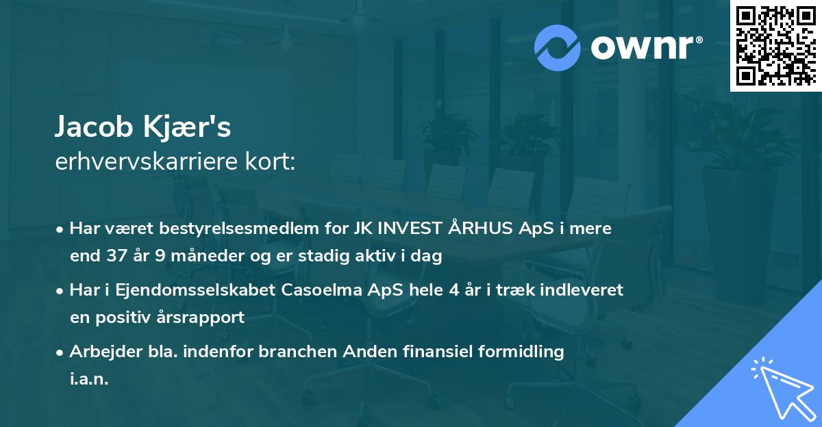 Jacob Kjær's erhvervskarriere kort