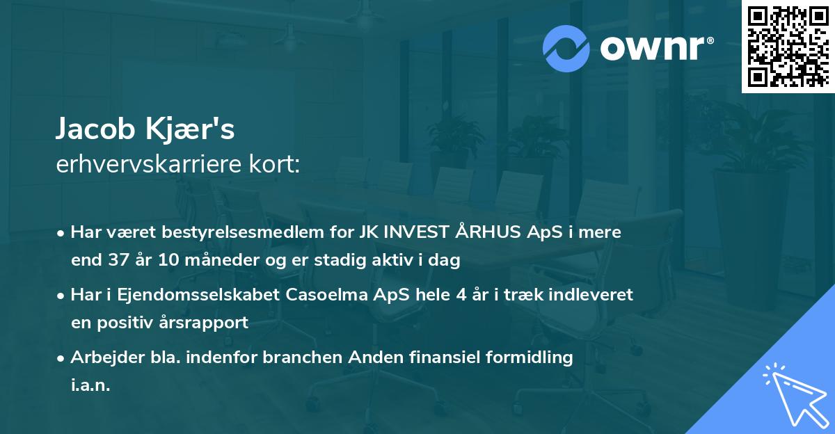 Jacob Kjær's erhvervskarriere kort