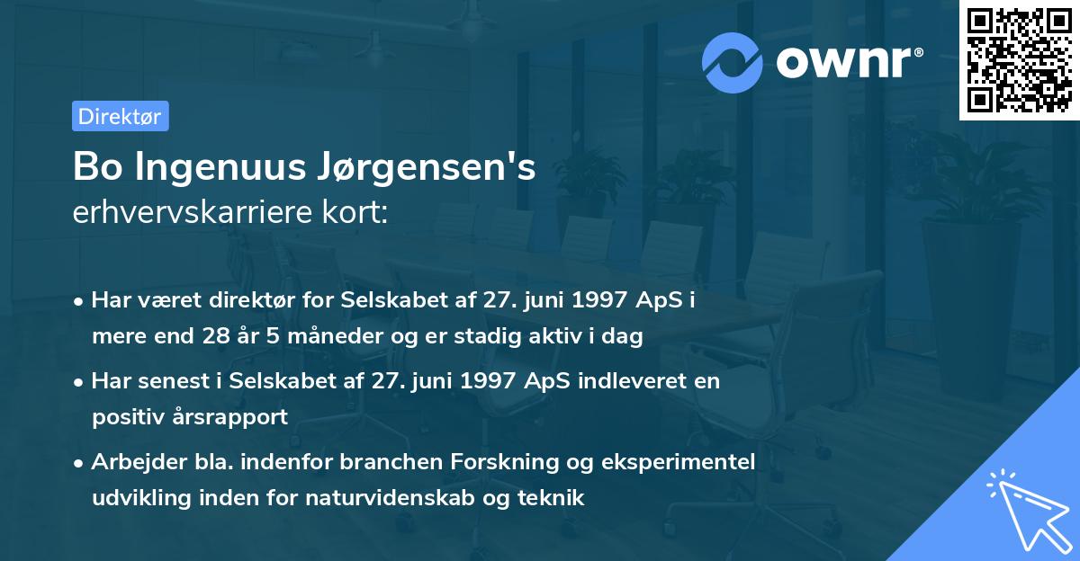 Bo Ingenuus Jørgensen's erhvervskarriere kort