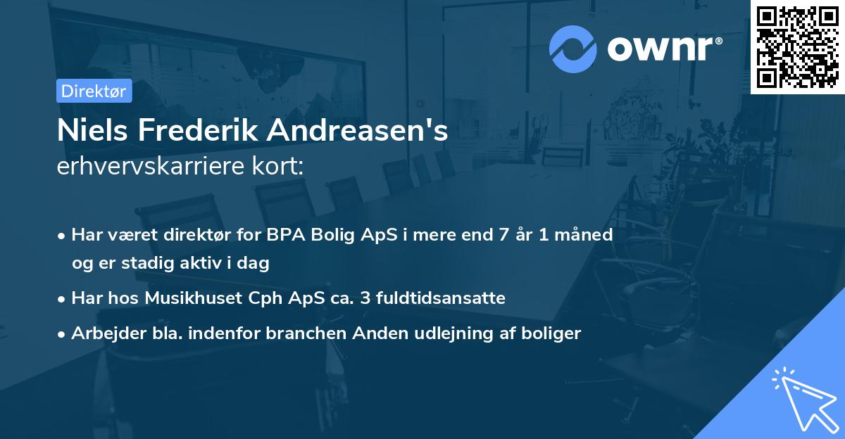 Niels Frederik Andreasen's erhvervskarriere kort