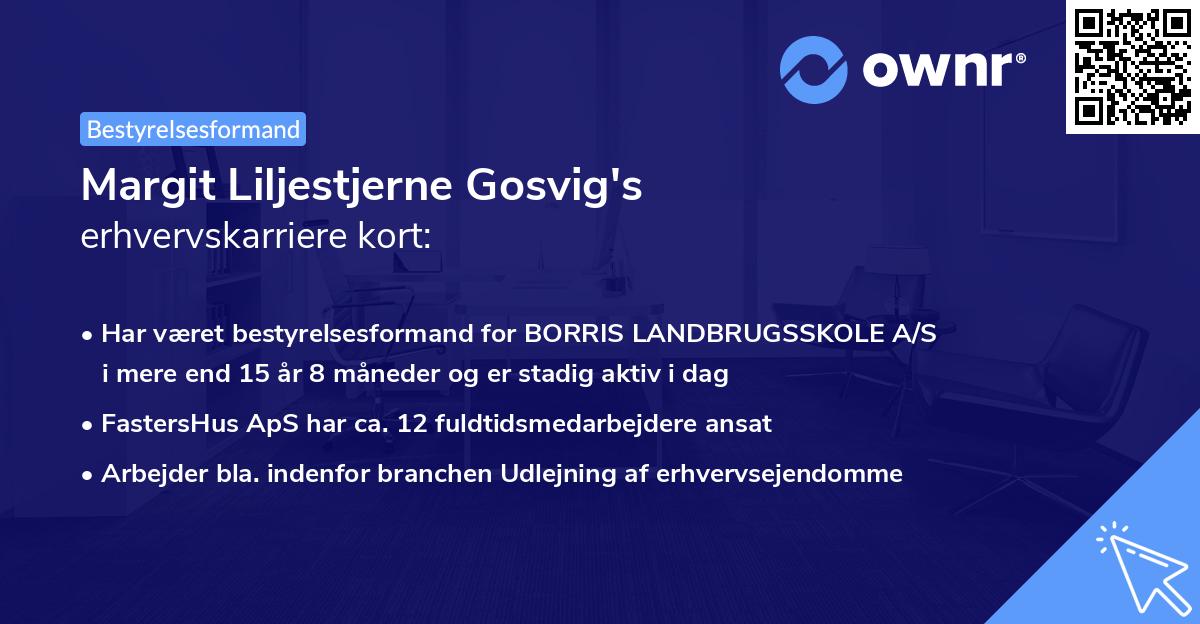 Margit Liljestjerne Gosvig's erhvervskarriere kort