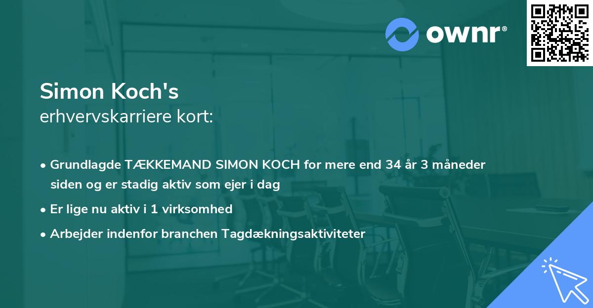 Simon Koch's erhvervskarriere kort