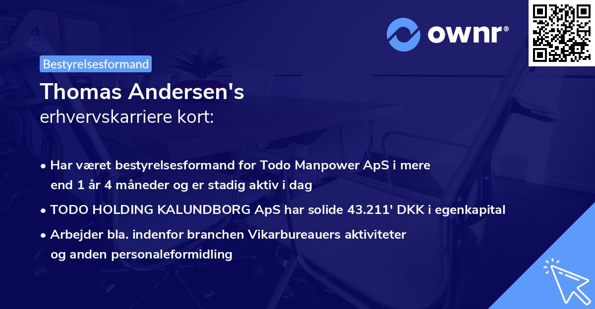 Thomas Andersen's erhvervskarriere kort