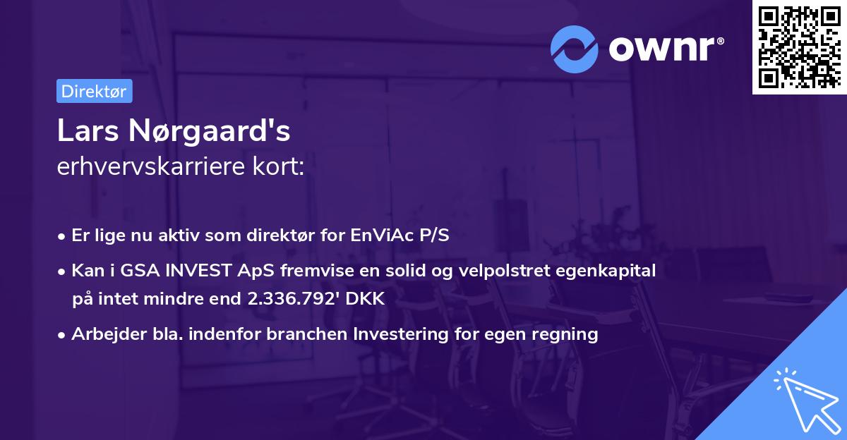 Lars Nørgaard's erhvervskarriere kort