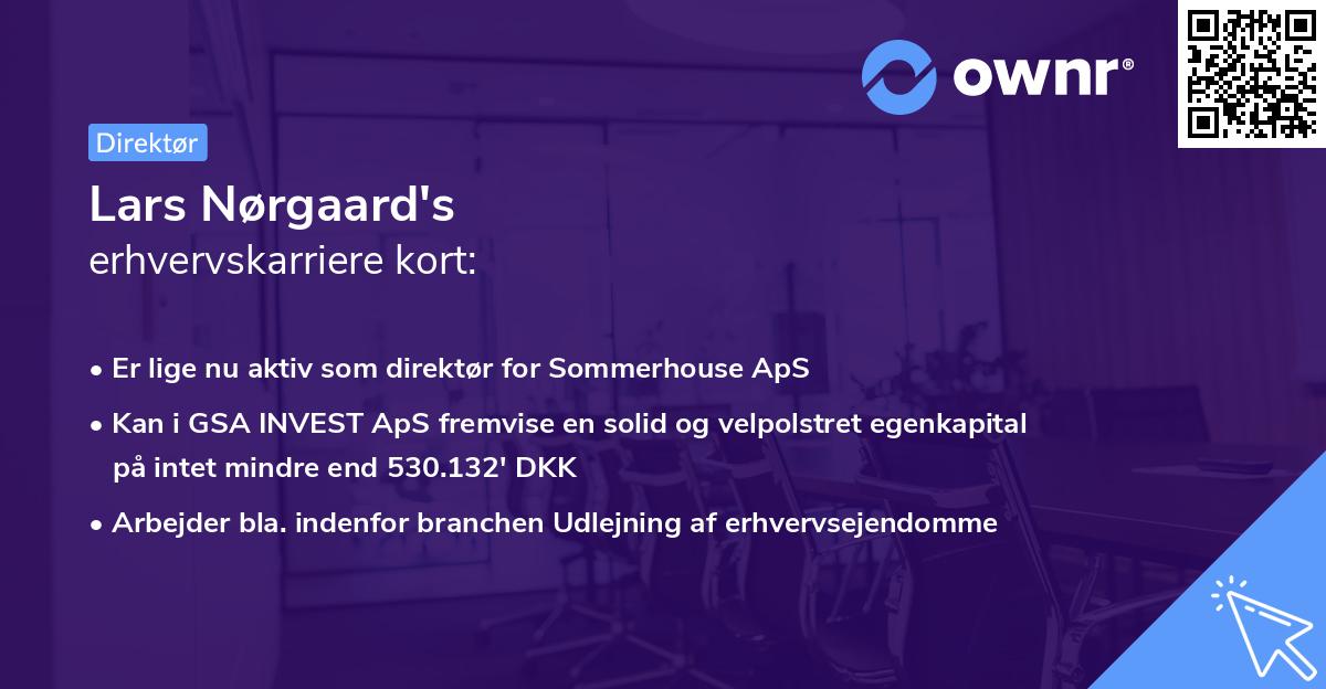 Lars Nørgaard's erhvervskarriere kort
