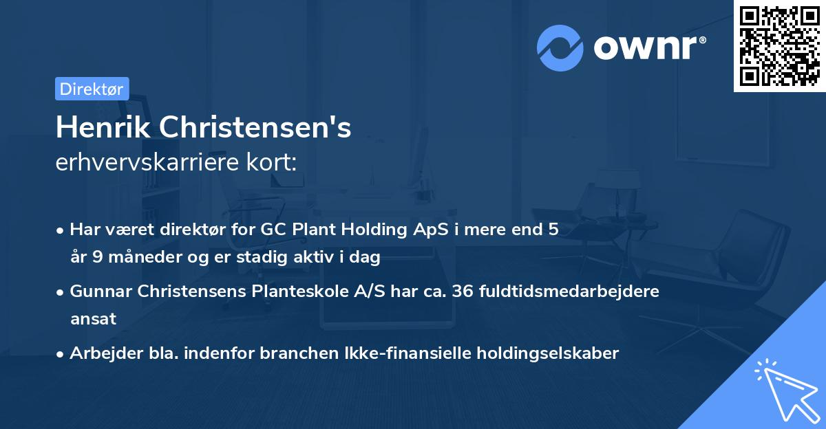 Henrik Christensen's erhvervskarriere kort