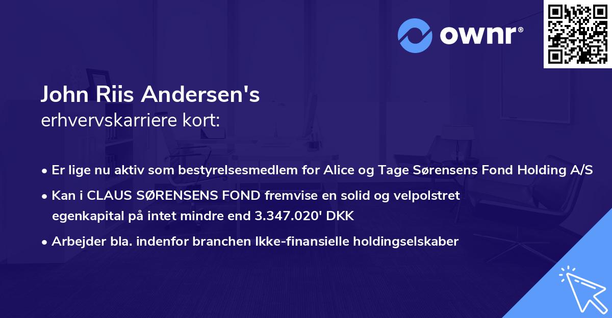 John Riis Andersen's erhvervskarriere kort