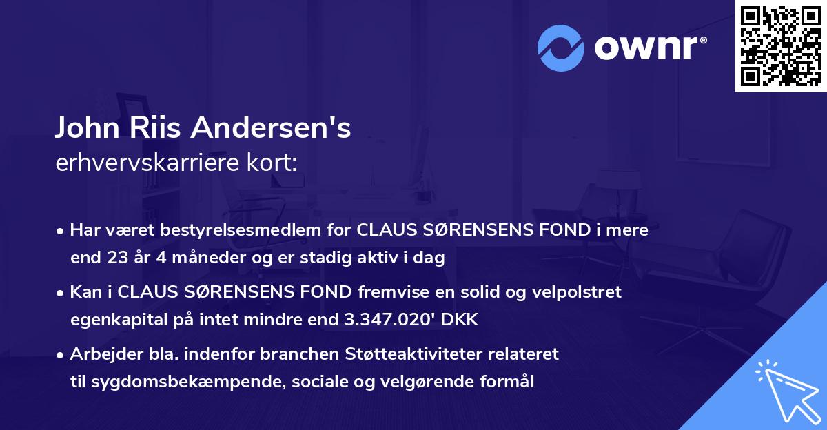 John Riis Andersen's erhvervskarriere kort
