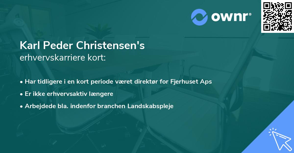 Karl Peder Christensen's erhvervskarriere kort
