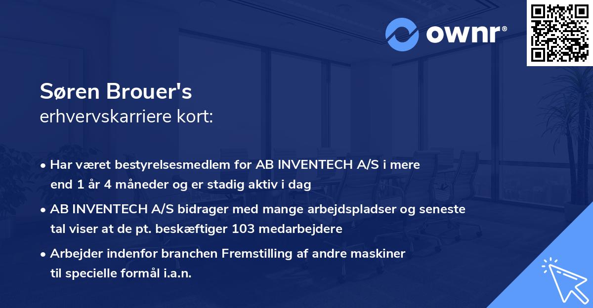 Søren Brouer's erhvervskarriere kort