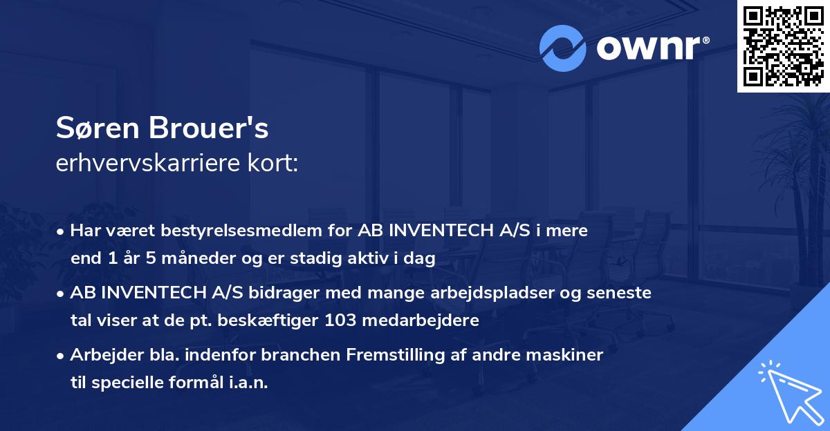 Søren Brouer's erhvervskarriere kort