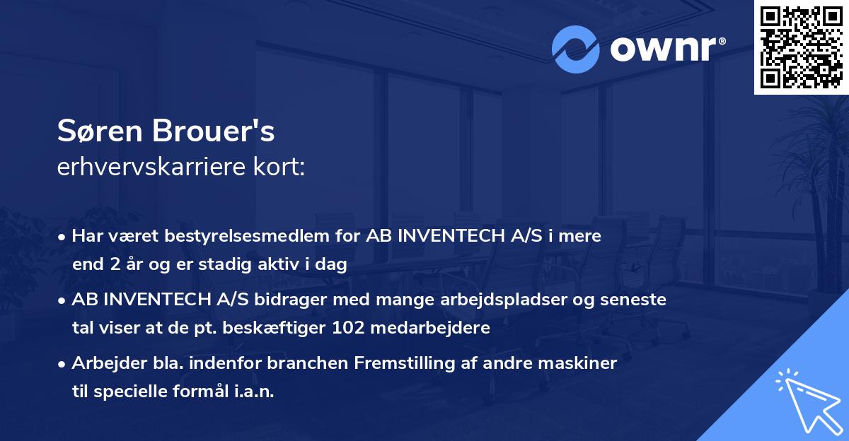 Søren Brouer's erhvervskarriere kort