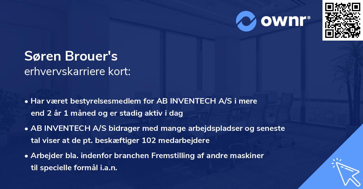 Søren Brouer's erhvervskarriere kort