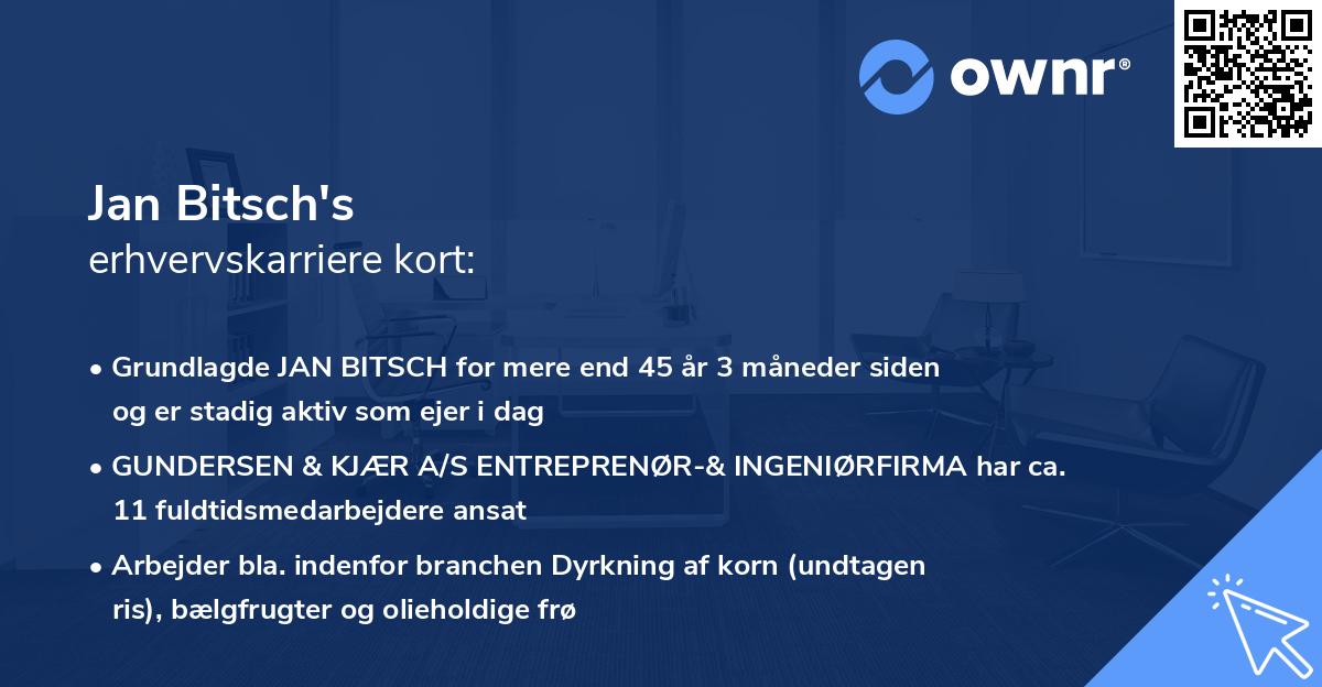 Jan Bitsch's erhvervskarriere kort