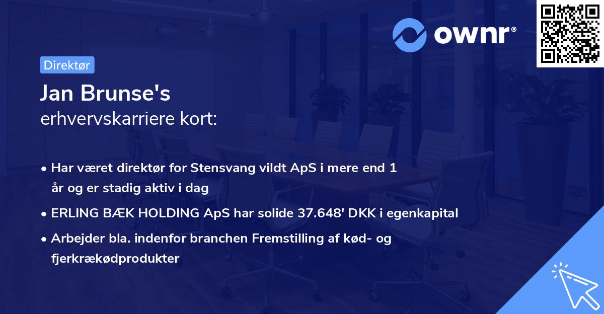 Jan Brunse's erhvervskarriere kort