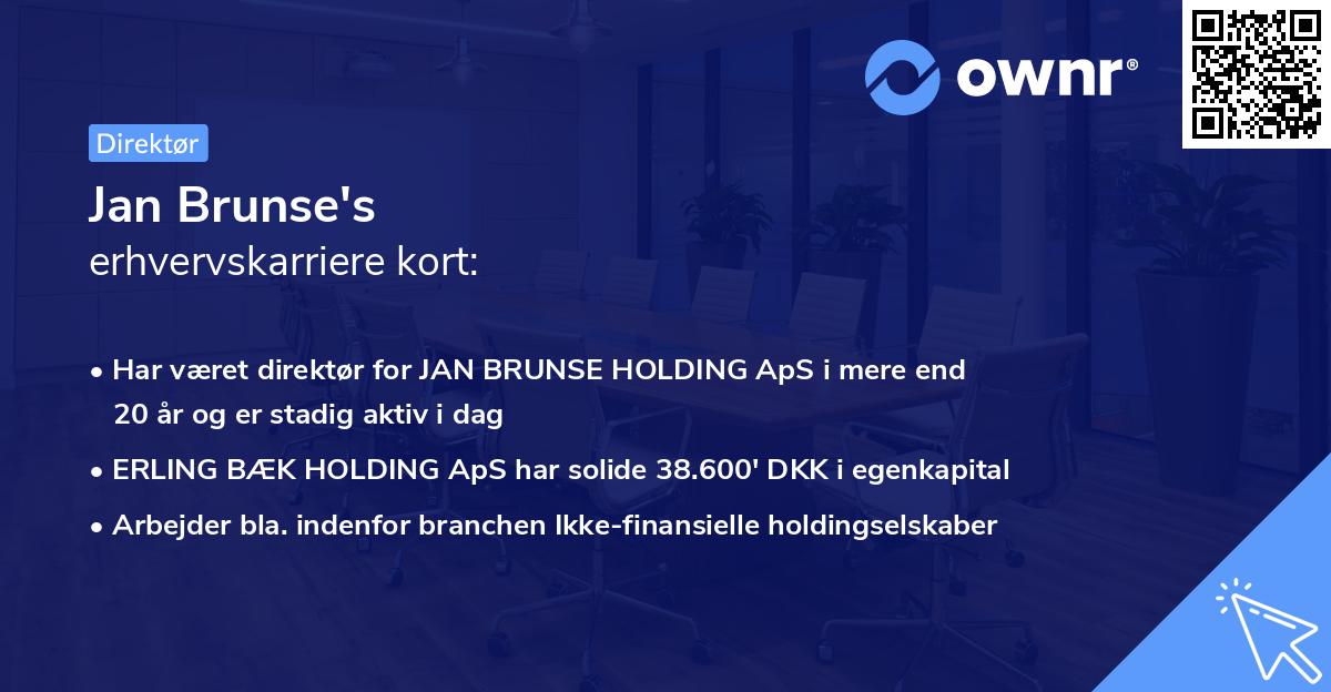 Jan Brunse's erhvervskarriere kort