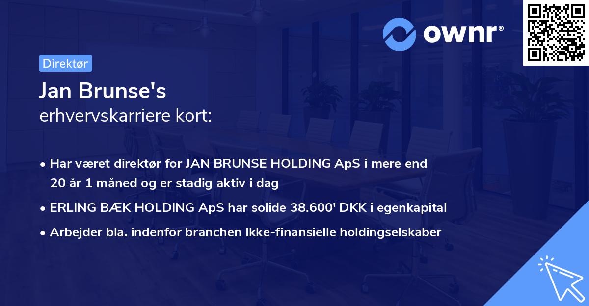 Jan Brunse's erhvervskarriere kort