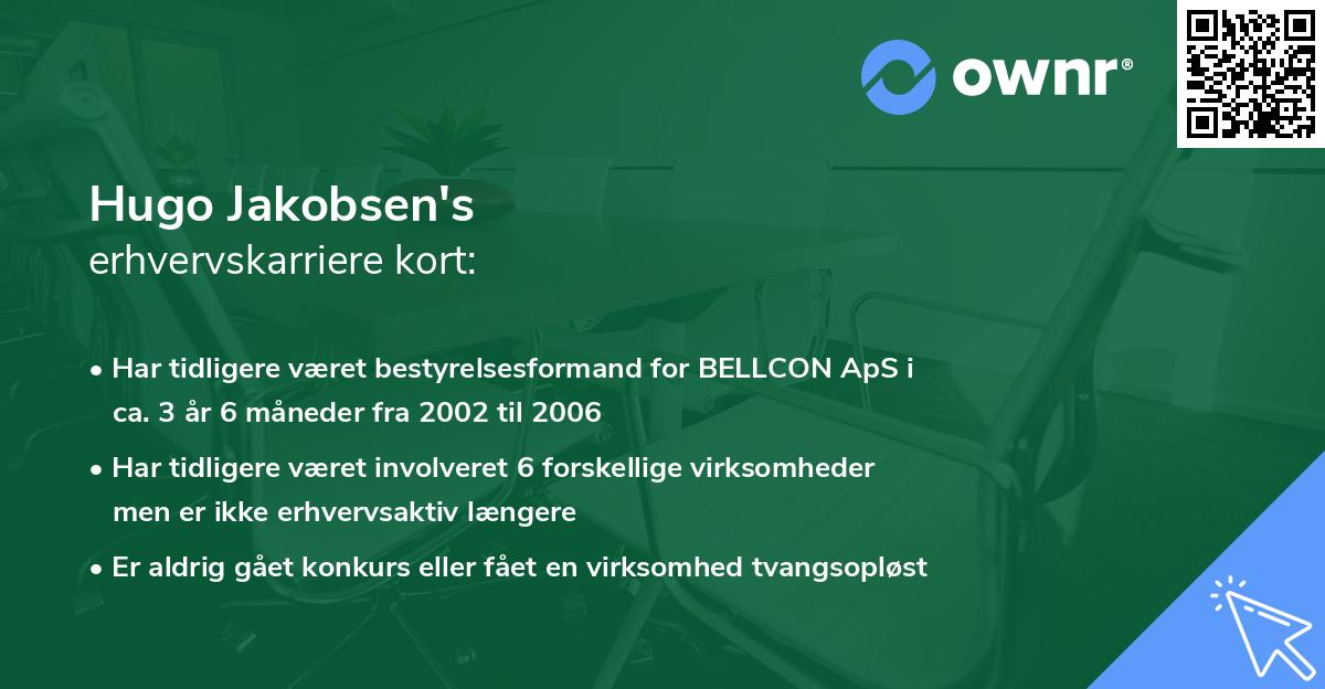 Hugo Jakobsen's erhvervskarriere kort