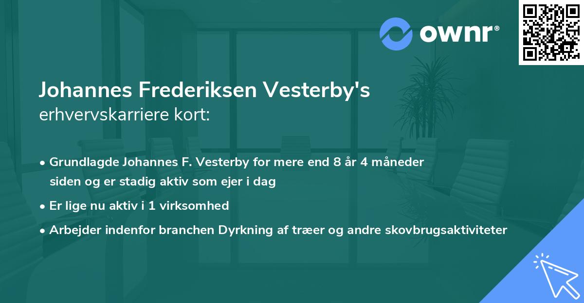 Johannes Frederiksen Vesterby's erhvervskarriere kort