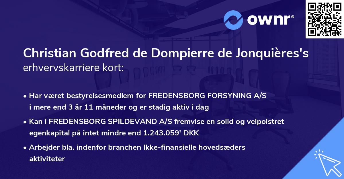 Christian Godfred de Dompierre de Jonquières's erhvervskarriere kort