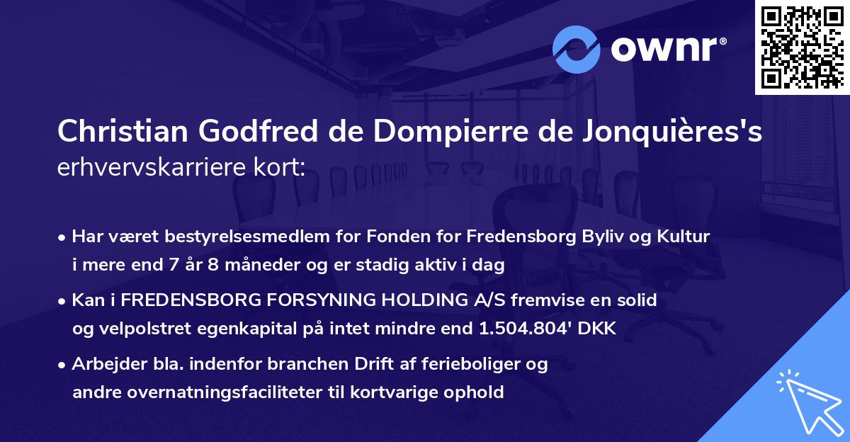 Christian Godfred de Dompierre de Jonquières's erhvervskarriere kort