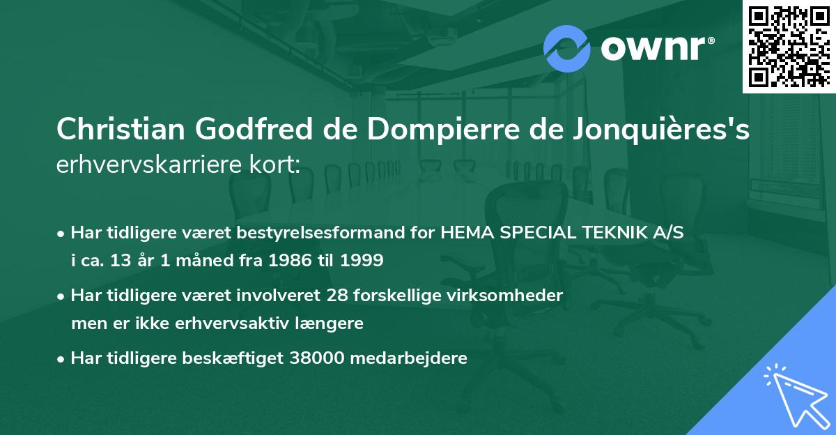 Christian Godfred de Dompierre de Jonquières's erhvervskarriere kort
