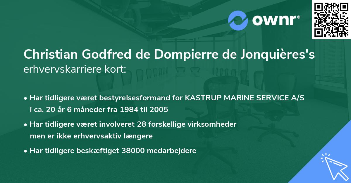Christian Godfred de Dompierre de Jonquières's erhvervskarriere kort