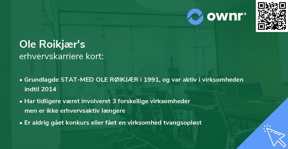 Ole Roikjær's erhvervskarriere kort