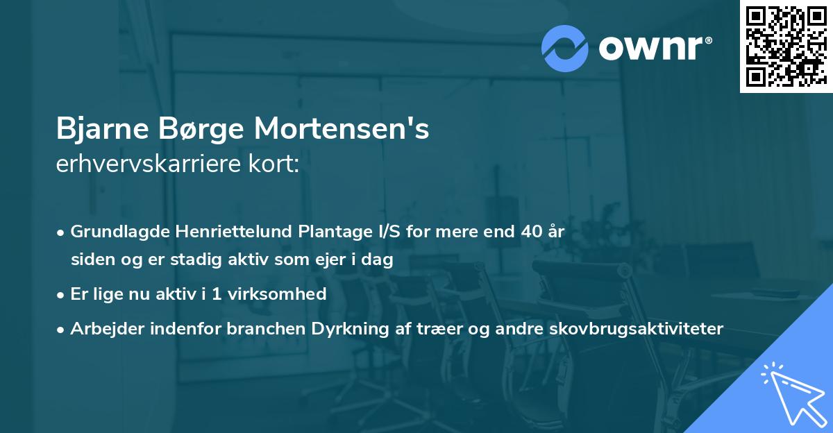 Bjarne Børge Mortensen's erhvervskarriere kort