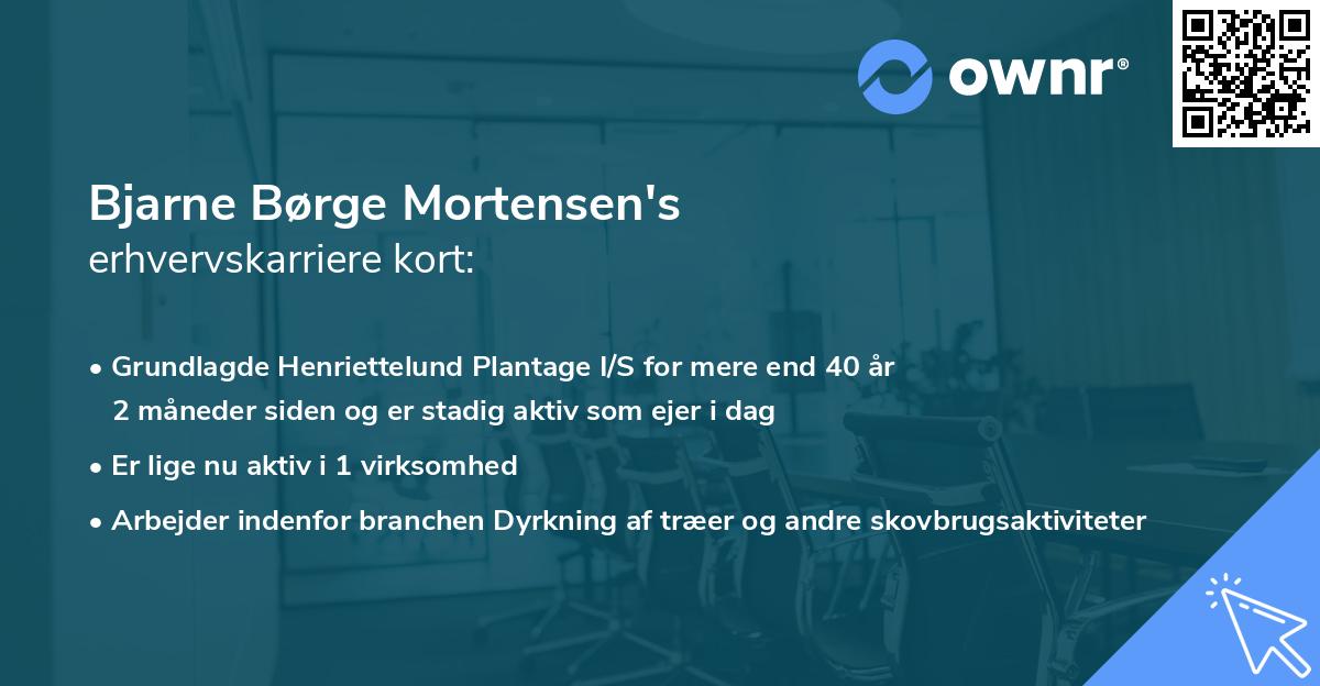 Bjarne Børge Mortensen's erhvervskarriere kort