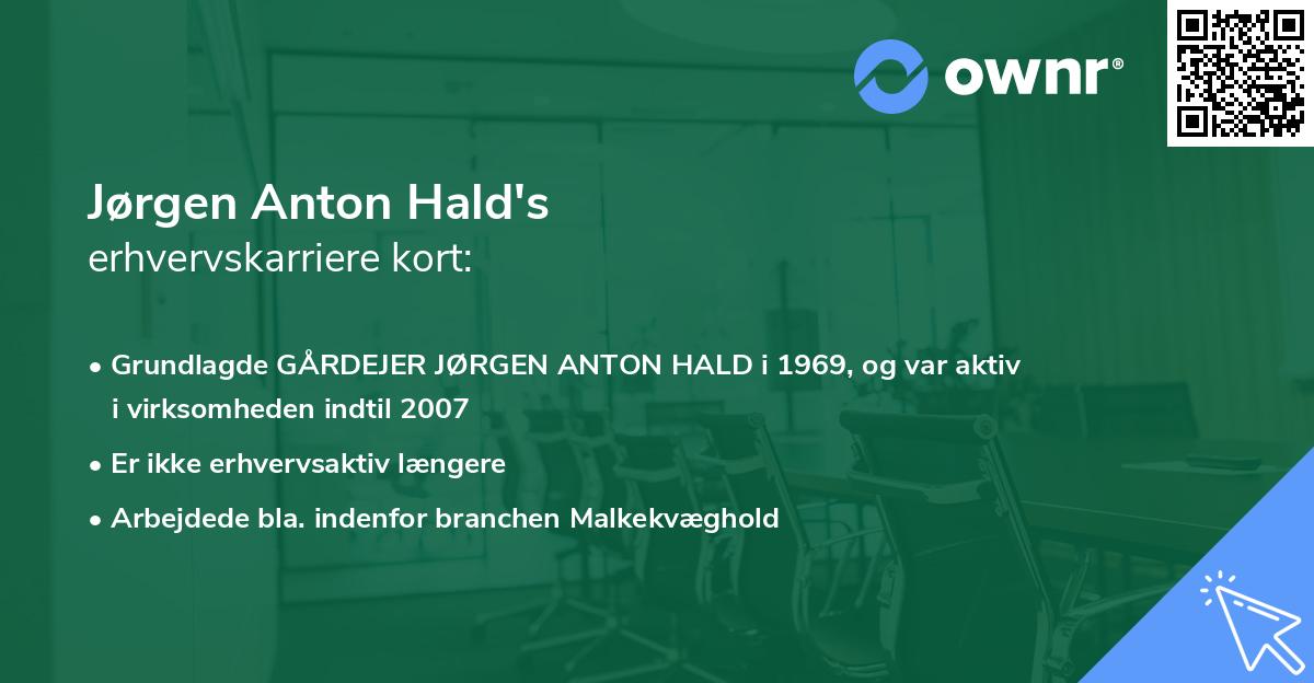 Jørgen Anton Hald's erhvervskarriere kort