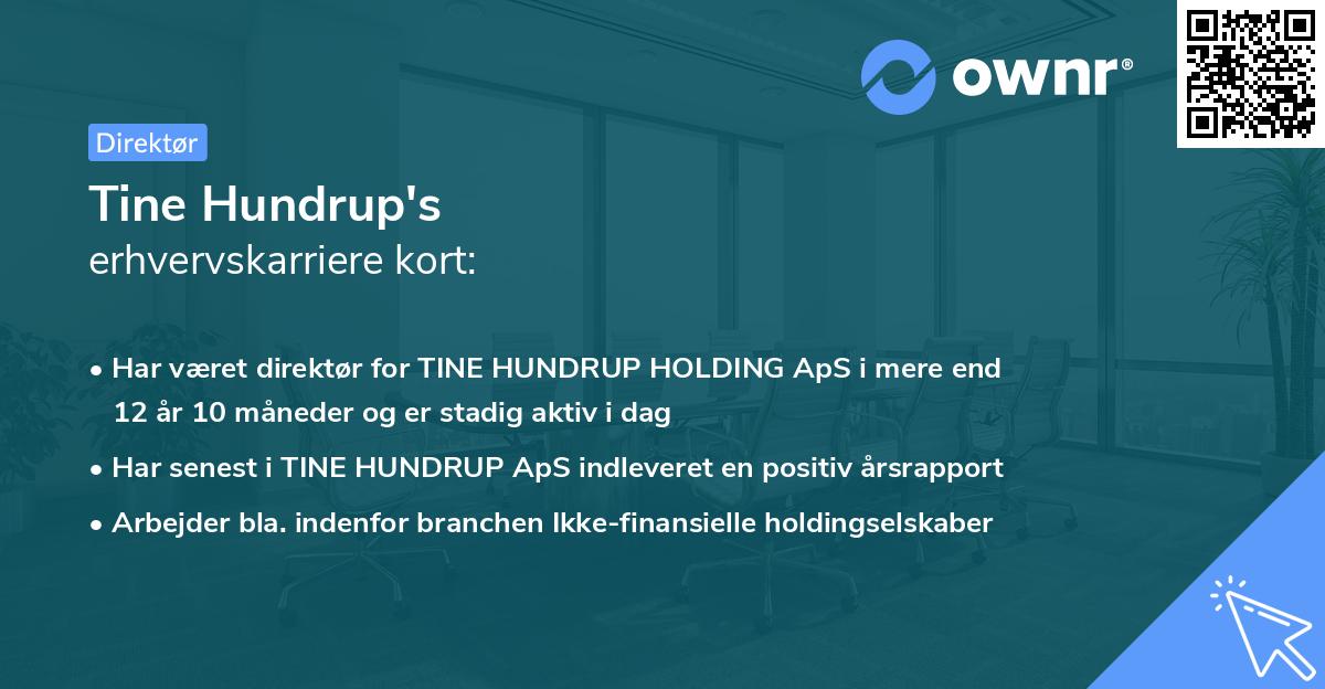 Tine Hundrup's erhvervskarriere kort