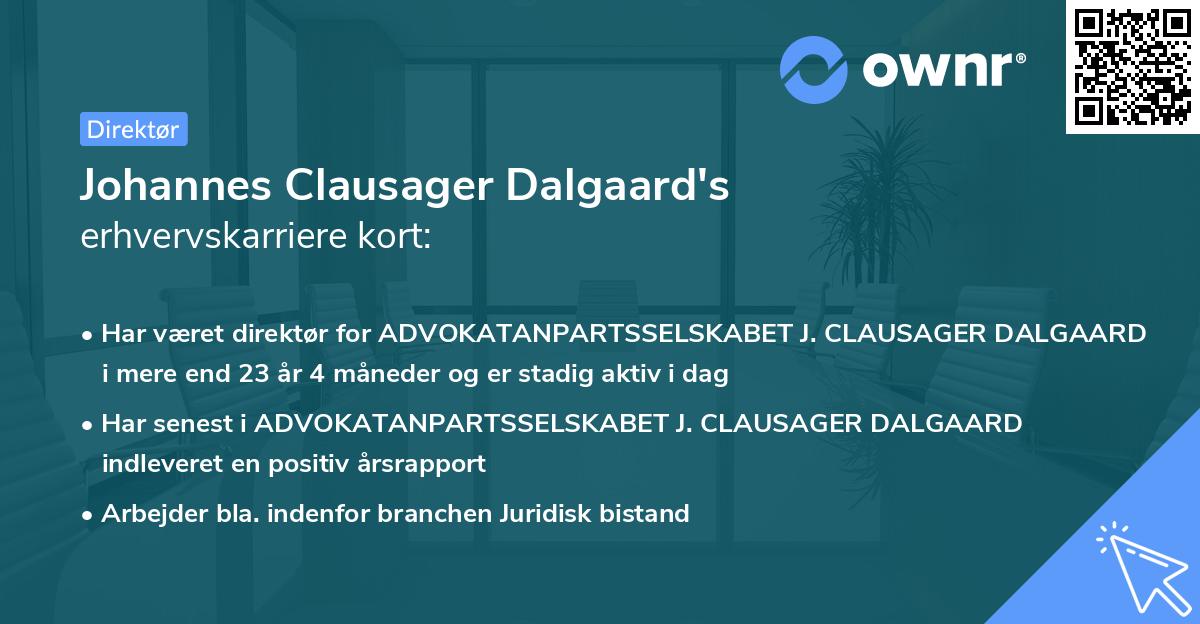 Johannes Clausager Dalgaard's erhvervskarriere kort