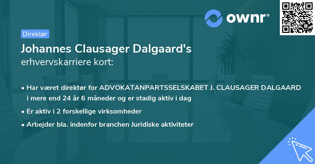 Johannes Clausager Dalgaard's erhvervskarriere kort