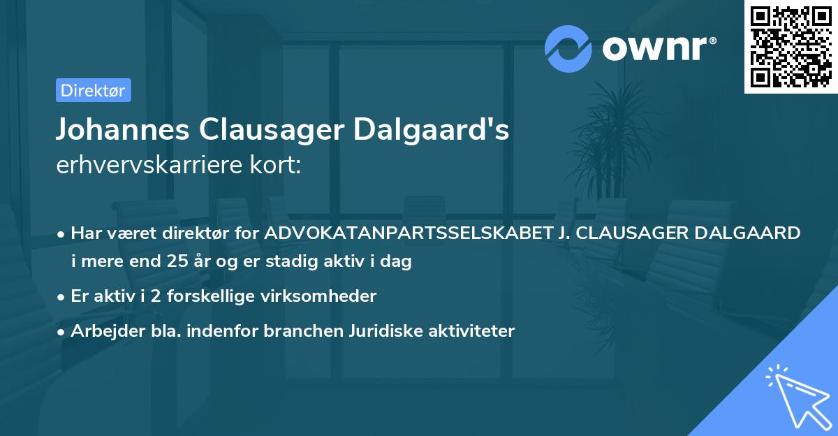 Johannes Clausager Dalgaard's erhvervskarriere kort