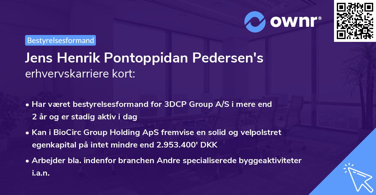 Jens Henrik Pontoppidan Pedersen's erhvervskarriere kort