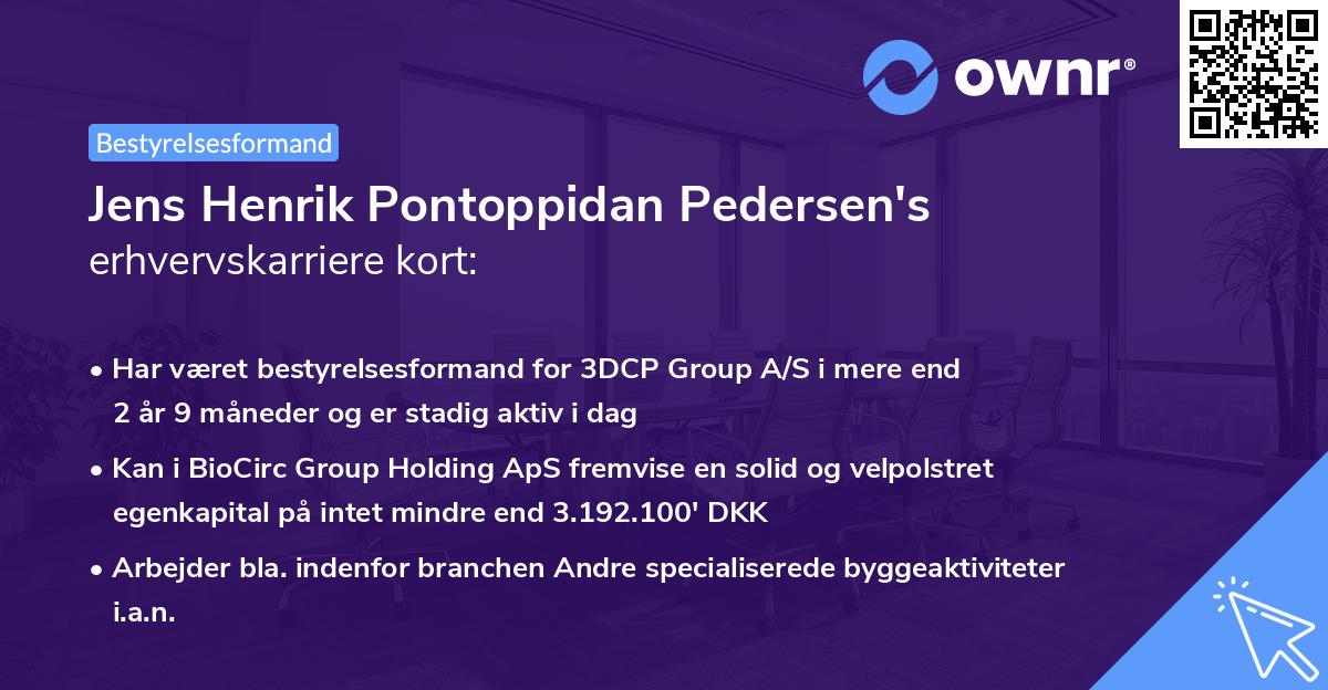 Jens Henrik Pontoppidan Pedersen's erhvervskarriere kort