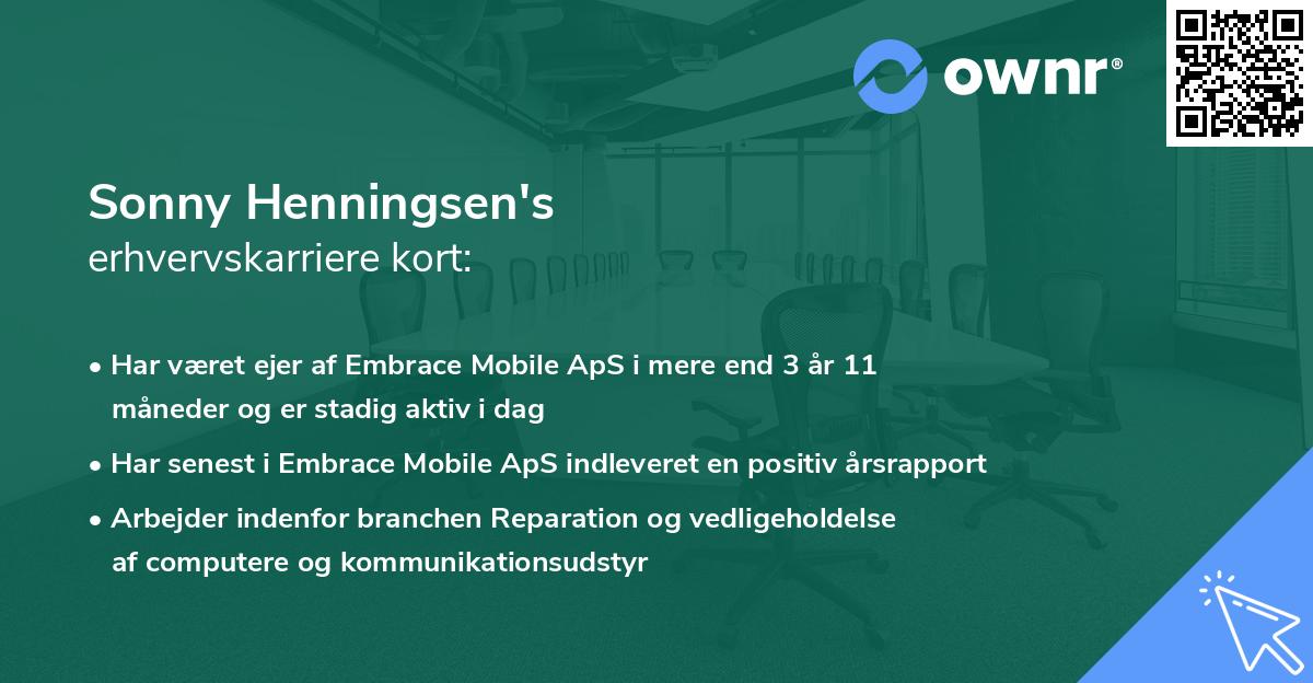 Sonny Henningsen's erhvervskarriere kort