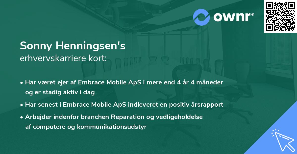 Sonny Henningsen's erhvervskarriere kort
