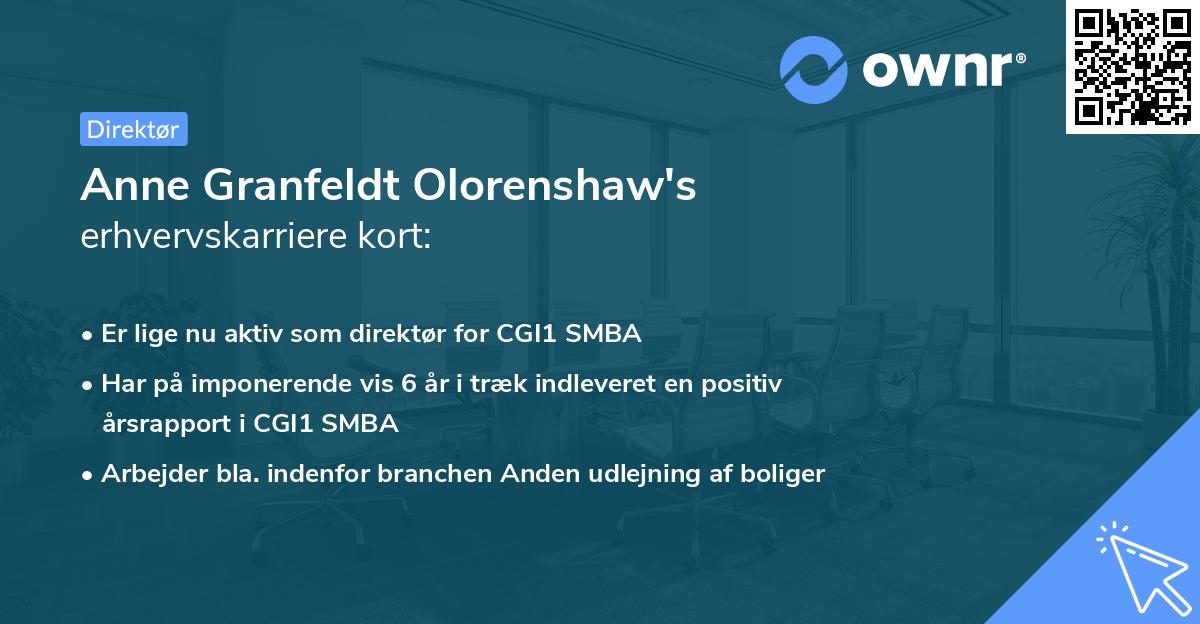 Anne Granfeldt Olorenshaw's erhvervskarriere kort