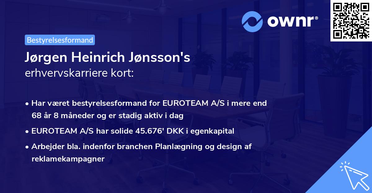 Jørgen Heinrich Jønsson's erhvervskarriere kort