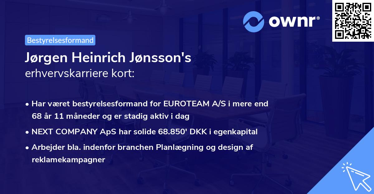 Jørgen Heinrich Jønsson's erhvervskarriere kort
