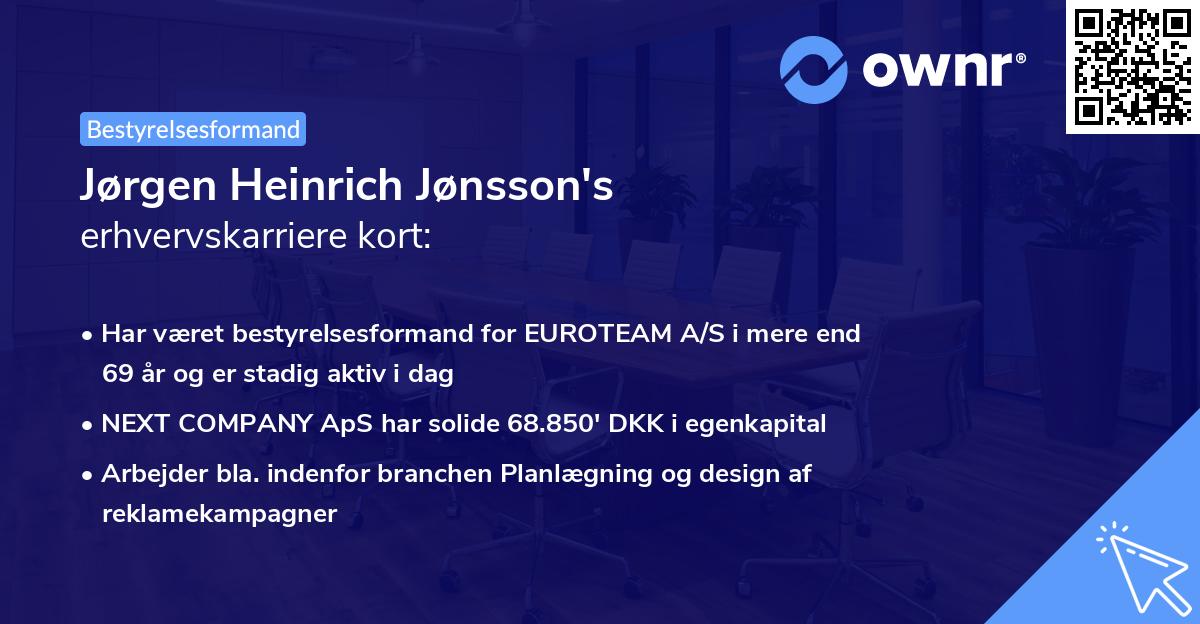 Jørgen Heinrich Jønsson's erhvervskarriere kort