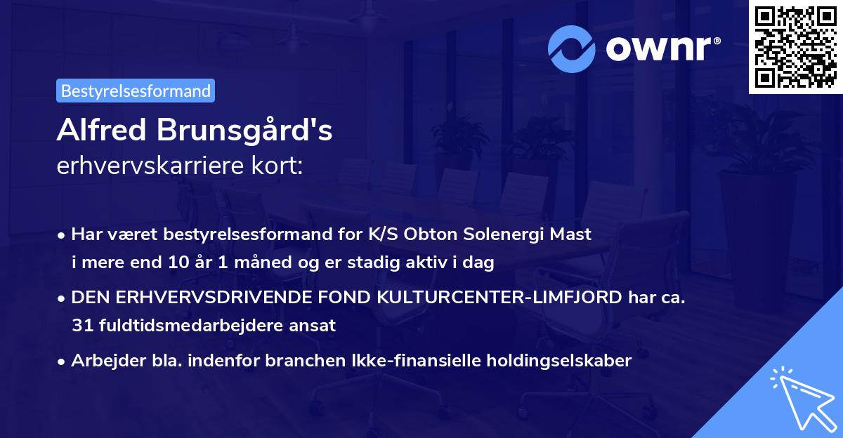Alfred Brunsgård's erhvervskarriere kort