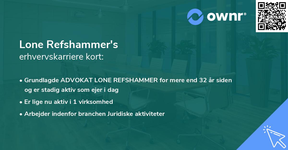 Lone Refshammer's erhvervskarriere kort